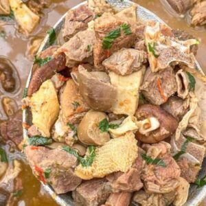 Goat meat and assorted pepper soup