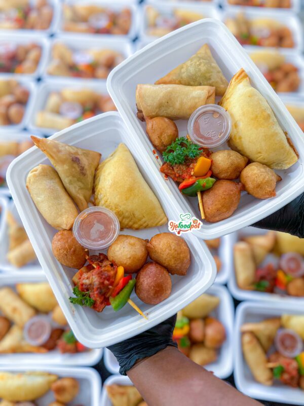 Small chops (with mini pie)