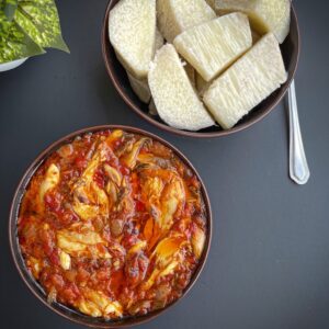 Yam(boiled or fried)&mackerel sauce